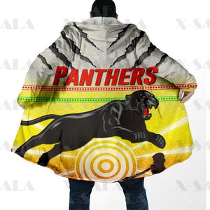 Assorted Anzac Day Indigenous Printed NRL Duffle Hooded Cloaks - Panthers & Rabbitohs