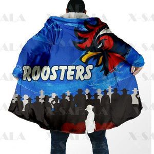 Assorted Anzac Day Indigenous Printed NRL Duffle Hooded Cloaks - Broncos & Roosters