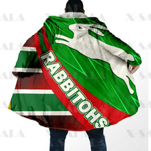 Load image into Gallery viewer, Assorted Anzac Day Indigenous Printed NRL Duffle Hooded Cloaks - Panthers &amp; Rabbitohs