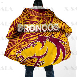 Assorted Anzac Day Indigenous Printed NRL Duffle Hooded Cloaks - Broncos & Roosters
