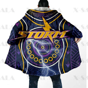 Assorted Anzac Day Indigenous Printed NRL Duffle Hooded Cloaks - Storm & Wests Tigers