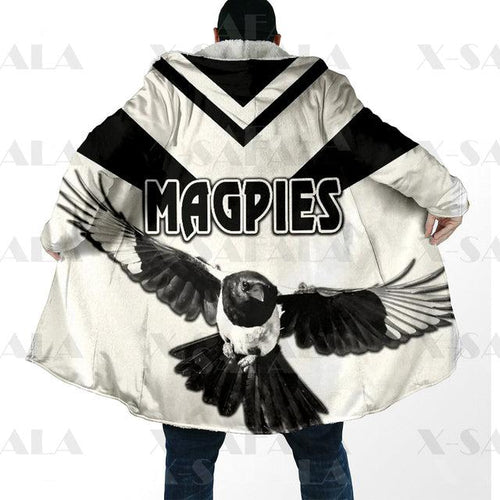 Assorted Anzac Day Indigenous Printed AFL & NRL Duffle Hooded Cloaks - Magpies & Knights