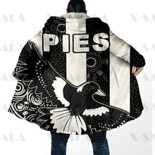 Load image into Gallery viewer, Assorted Anzac Day Indigenous Printed AFL &amp; NRL Duffle Hooded Cloaks - Magpies &amp; Knights