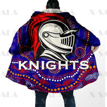 Cargar imagen en el visor de la galería, Assorted Anzac Day Indigenous Printed AFL &amp; NRL Duffle Hooded Cloaks - Magpies &amp; Knights