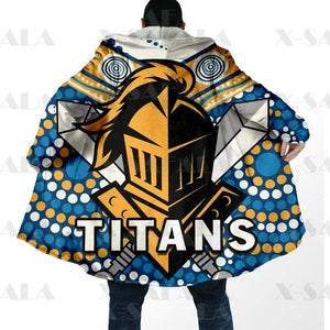 Assorted Anzac Day Indigenous Printed NRL Duffle Hooded Cloaks - Titans & Bulldogs
