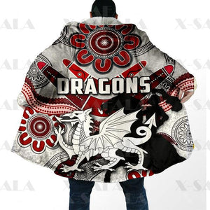 Assorted Anzac Day Indigenous Printed NRL Duffle Hooded Cloaks - Sea Eagles & Dragons