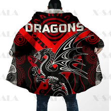 Carica l&#39;immagine nel visualizzatore di Gallery, Assorted Anzac Day Indigenous Printed NRL Duffle Hooded Cloaks - Sea Eagles &amp; Dragons