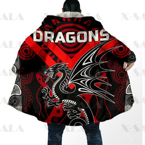 Assorted Anzac Day Indigenous Printed NRL Duffle Hooded Cloaks - Sea Eagles & Dragons