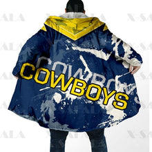 Carica l&#39;immagine nel visualizzatore di Gallery, Assorted Anzac Day Indigenous Printed NRL Duffle Hooded Cloaks - Cowboys