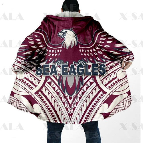 Assorted Anzac Day Indigenous Printed NRL Duffle Hooded Cloaks - Sea Eagles & Dragons