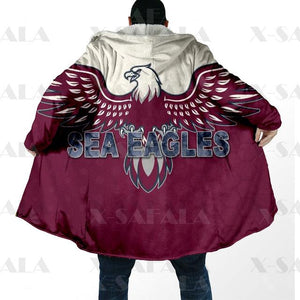 Assorted Anzac Day Indigenous Printed NRL Duffle Hooded Cloaks - Sea Eagles & Dragons