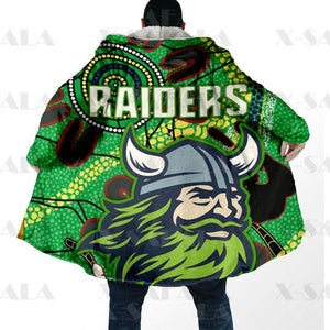 Assorted Anzac Day Indigenous Printed NRL Duffle Hooded Cloaks - Bears & Canberra