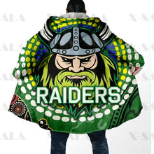 Carica l&#39;immagine nel visualizzatore di Gallery, Assorted Anzac Day Indigenous Printed NRL Duffle Hooded Cloaks - Bears &amp; Canberra