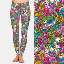 Cargar imagen en el visor de la galería, Ladies 3D Hand-Painted Flowers/Clocks/Rabbits Printed Leggings