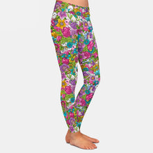 Cargar imagen en el visor de la galería, Ladies 3D Hand-Painted Flowers/Clocks/Rabbits Printed Leggings