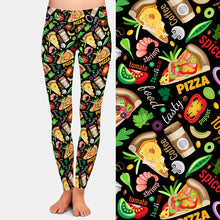 Carica l&#39;immagine nel visualizzatore di Gallery, Ladies 3D Fast Food Tacos &amp; Pizzas Printed Brushed Leggings