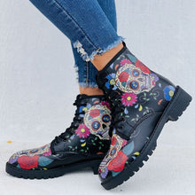 Load image into Gallery viewer, Womens Coloured Skulls Printed Ankle Boots