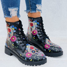 Load image into Gallery viewer, Womens Coloured Skulls Printed Ankle Boots