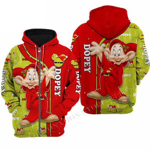 Dopey 3D Printed Flannelette Hoodies