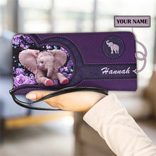 Load image into Gallery viewer, Womens Personalised Fashion Zip-Up Clutch Purse/Wallet - Elephant Design