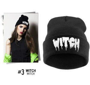Mens/Womens Hip-Hop WITCH Embroidered Knitted Wool Beanies