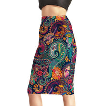 Cargar imagen en el visor de la galería, Womens Casual/Office Aztec Paisley Printed Stretch Pencil Skirts