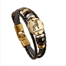 Charger l&#39;image dans la galerie, Bronze Alloy Leather Zodiac Bracelet