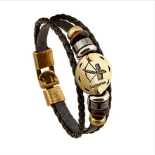 Carica l&#39;immagine nel visualizzatore di Gallery, Bronze Alloy Leather Zodiac Bracelet