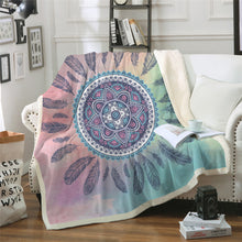 Cargar imagen en el visor de la galería, Soft &amp; Cozy Plush Sherpa Dreamcatcher Mandala Throw Blanket