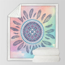 Cargar imagen en el visor de la galería, Soft &amp; Cozy Plush Sherpa Dreamcatcher Mandala Throw Blanket