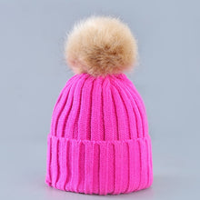 Load image into Gallery viewer, Cute Winter Knitted Hat With Fluffy Fur Pompom