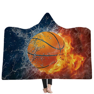 New HOT Sport & Christmas Plush 3D Sherpa Hooded Blankets