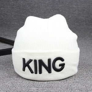 Ladies/Mens KING QUEEN Embroidered Winter Knitted Beanies