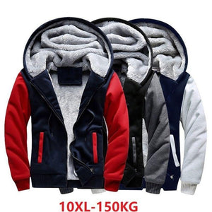 Mens Plus Size Big Hooded Thick Warm Fleece Jackets