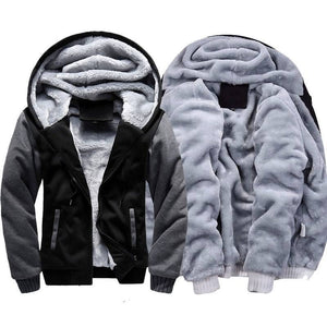 Mens Plus Size Big Hooded Thick Warm Fleece Jackets