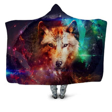 Cargar imagen en el visor de la galería, Wolves &amp; Assorted Designed 3D Printed Plush Hooded Blankets