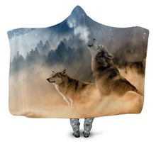 Charger l&#39;image dans la galerie, Wolves &amp; Assorted Designed 3D Printed Plush Hooded Blankets