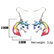 Carica l&#39;immagine nel visualizzatore di Gallery, Acrylic Sweet Rainbow Unicorn Head Earrings