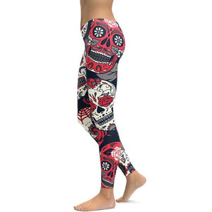 Womens Variety Of Colours High Waist Skull Print Leggings