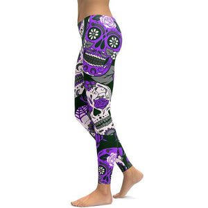 Womens Variety Of Colours High Waist Skull Print Leggings