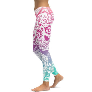 Womens Variety Of Colours High Waist Skull Print Leggings