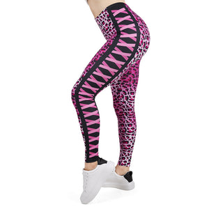 Womens Pink Leopard And Kisses Printed Leggings