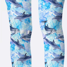 Load image into Gallery viewer, Ladies Cartoon Dolphins Printed Capri Leggings