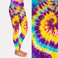 Load image into Gallery viewer, Womens Rainbow Tie-Dye Printed Leggings