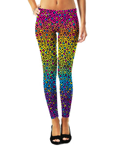 Womens 3D Rainbow Printed Leopard Leggings